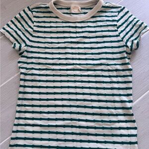 Womens Short Sleeve Striped Tee - Green & White